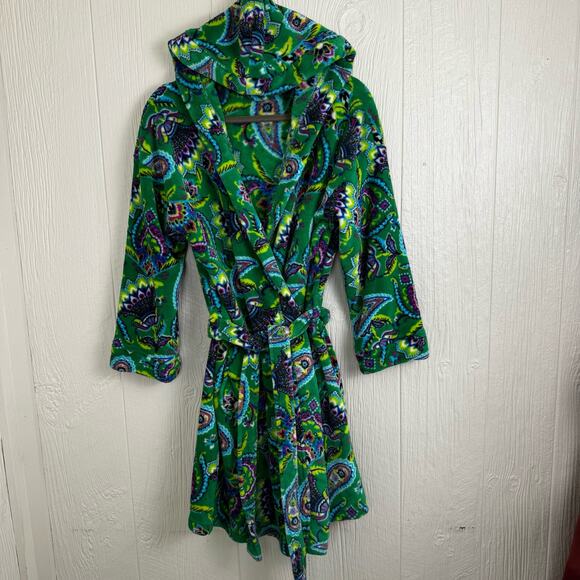 Vera Bradley Green Vibrant Paisley Printed Belted Robe Size Small Medium Color - Picture 7 of 7